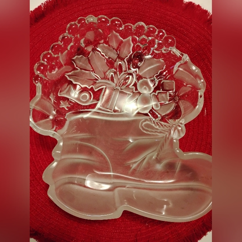 German Made Mikasa Crystal Santa boot Bon Bon /candy Server  Vintage